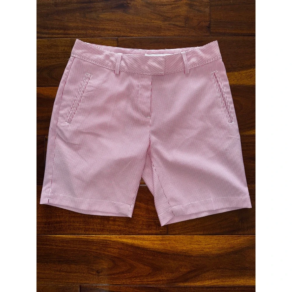 Lady Hagen Golf Shorts Womens 0 Red White Excellent Striped Seersucker